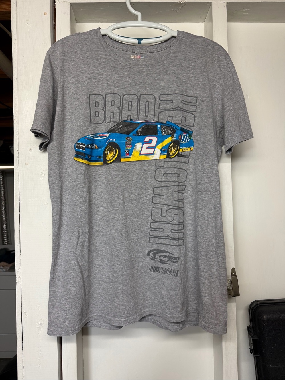 NASCAR Brad Keselowski Men's Gray Graphic Racing T-Shirt Size Large
